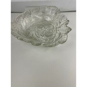 Vintage Indiana Glass 3-D Design Loganberry Depression Clear 7" Glass Candy Bowl